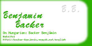 benjamin backer business card